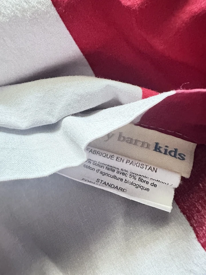 Funda nórdica Pottery Barn Kids roja y gris rugby a rayas doble y fundas de almohada de 2 horas Foto 3 de 4