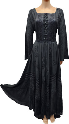 Maxikleid Langarm Herbst/Winter formell Viskose Satin schwarz 12 14 16 18 20 22