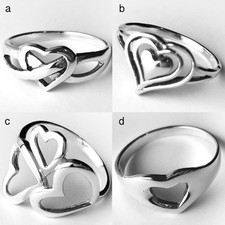 Size 5 9- HEART IN HEART Sterling Silver Band Ring- Highly Polished