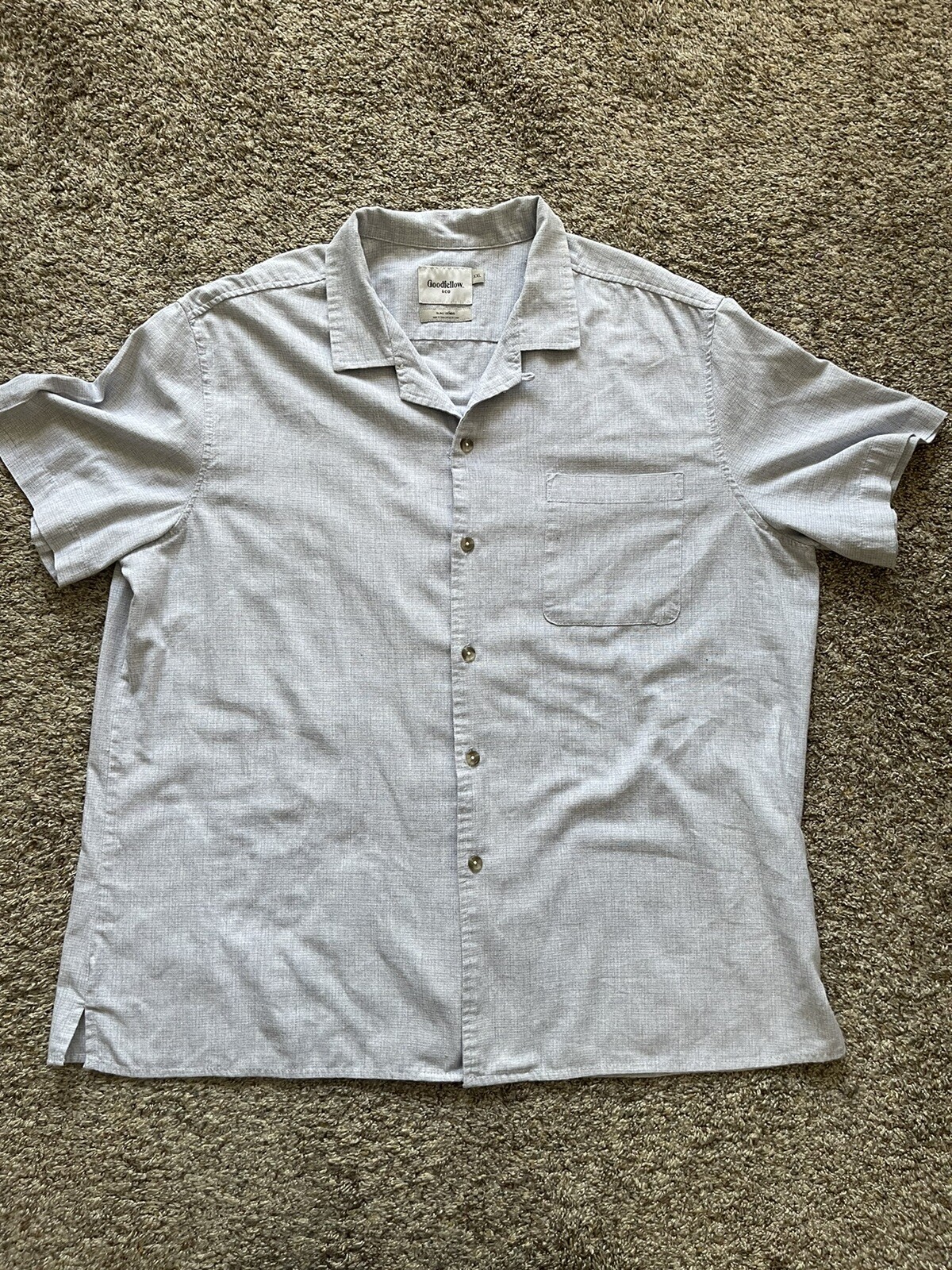 Goodfellow & Co Mens Slim Fit Short Sleeve Button Down Shirt Light Blue XXL