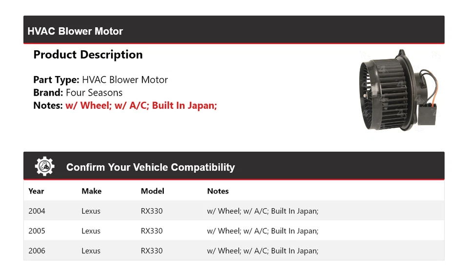 Motor soplador de climatización para Lexus RX330 2004-2006 4 estaciones 2005 Foto 2 de 4