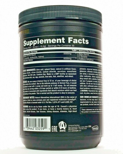 Universal Nutrition Animal Fury Watermelon 30 Servings Pre-Workout Stack - Picture 3 of 5