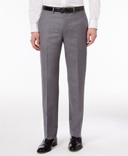 Calvin Klein Men's Gray Slim Fit Flat Front Suit Dress Pants 38W 32L