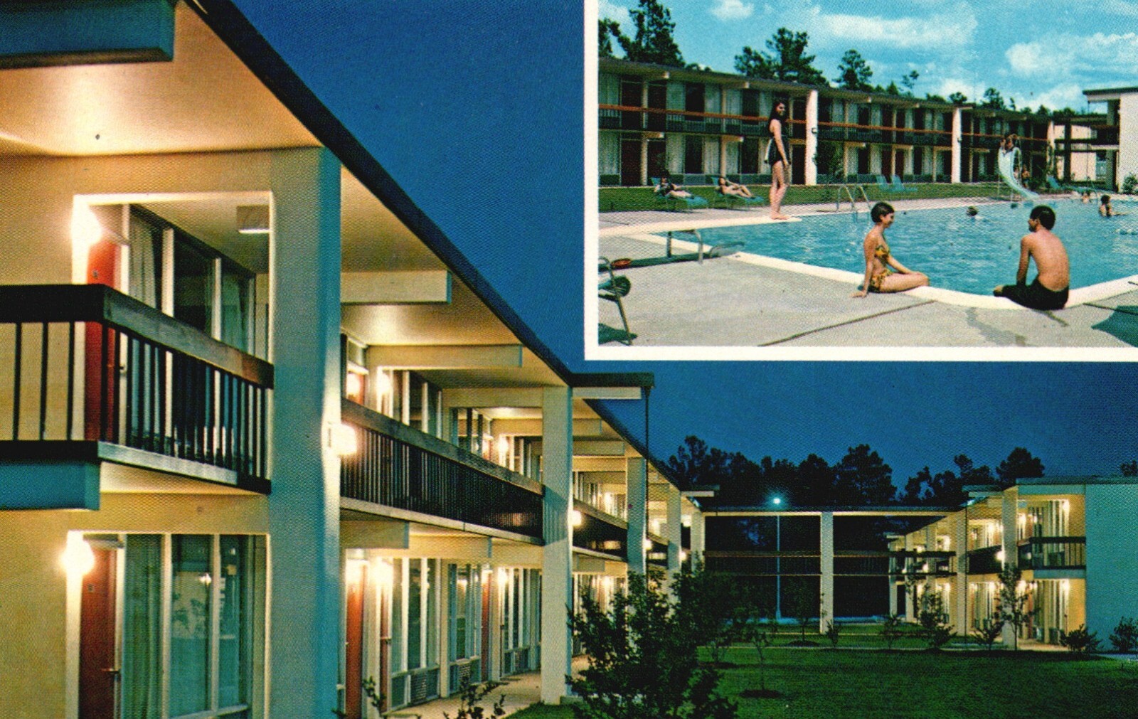 Postcard SC Florence South Carolina Quality Inn Pool Chrome Vintage PC