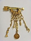 vintage art artisan crafted gold tone metal brooch prong set diamante faux 49758 — photo 4