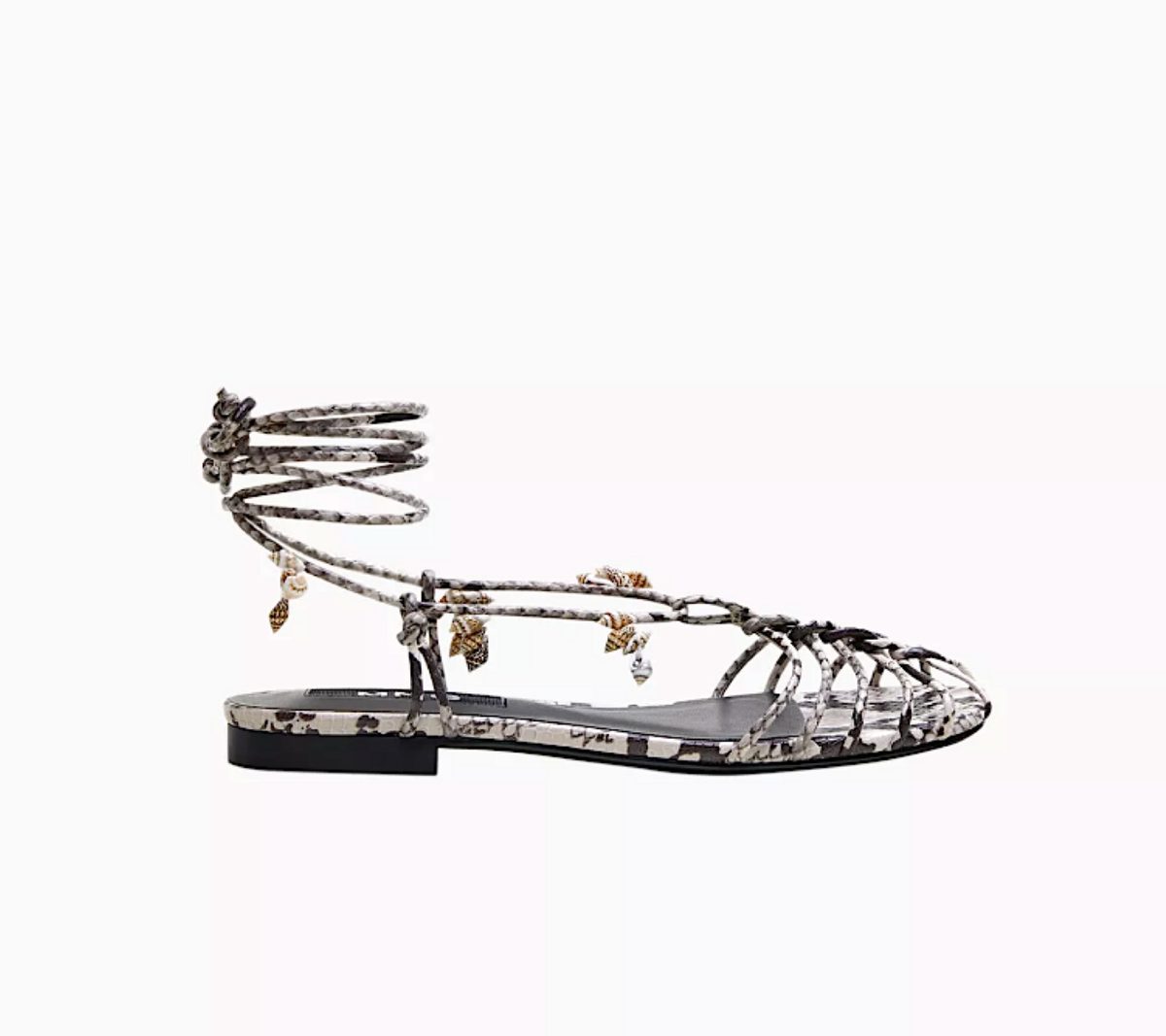 MANGO Strap Sandal SNAKESKIN Animal Print SHELLS Snake Effect LTD