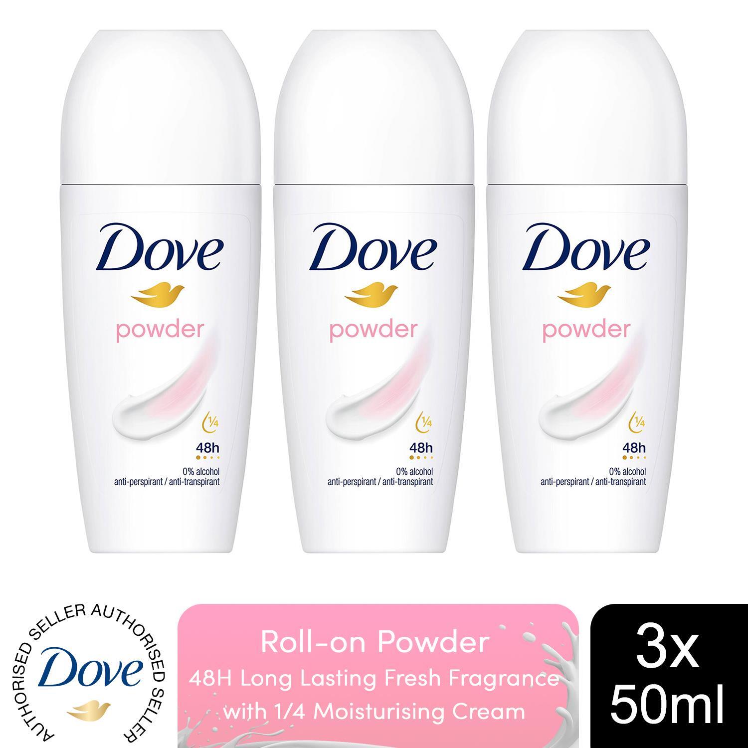 Polvo de paloma antitranspirante hasta 48 horas protección contra el sudor y el olor, 3x50 ml