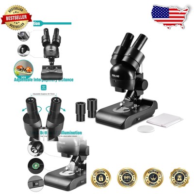 LED Illuminated Stereo Microscope - 30X Magnification for Diverse Specimens