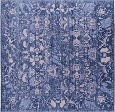 9' Square Modern Handmade Wool Rug - Q11888