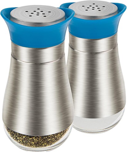 Salt and Pepper Grinder Set Blue - Refillable Small Seasalt