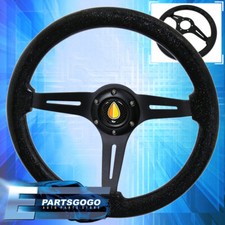 345mm Deep Dish Streak Steering Wheel Black Wood Grain Sparkling Fukushi Horn