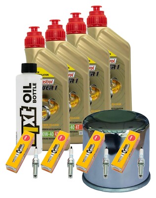 Service-Kit 4 L Öl Castrol 10W-40 + Ölfilter Hiflo + 4x Zündkerze NGK LMAR9E-J