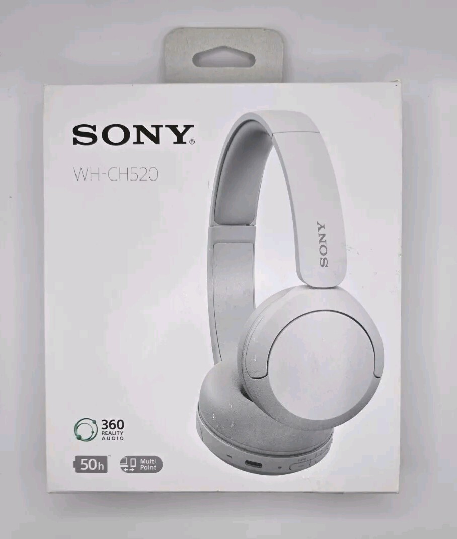 Sony WH-CH520 Wireless Over-Ear Bluetooth Headphones - White