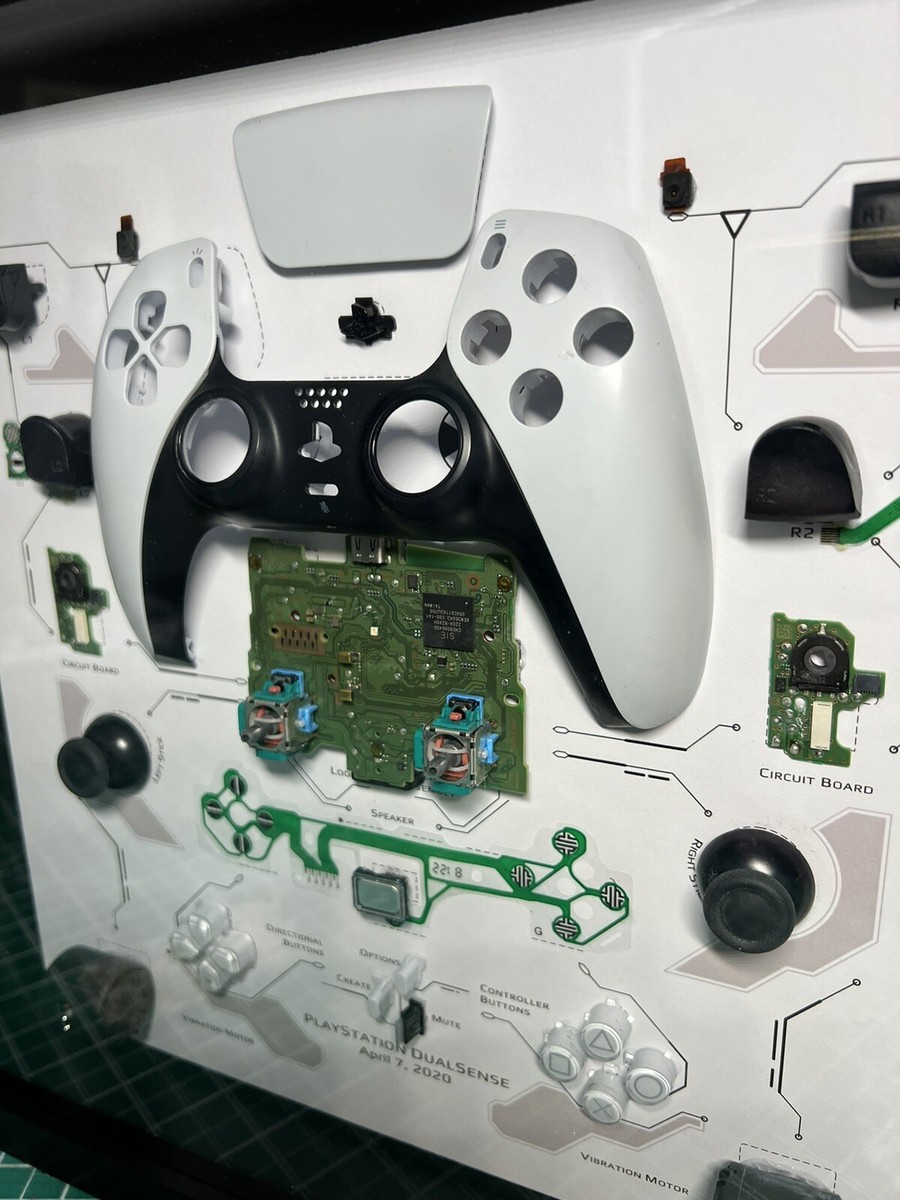 Sony PlayStation DualSense 5 Controller Teardown in shadow box