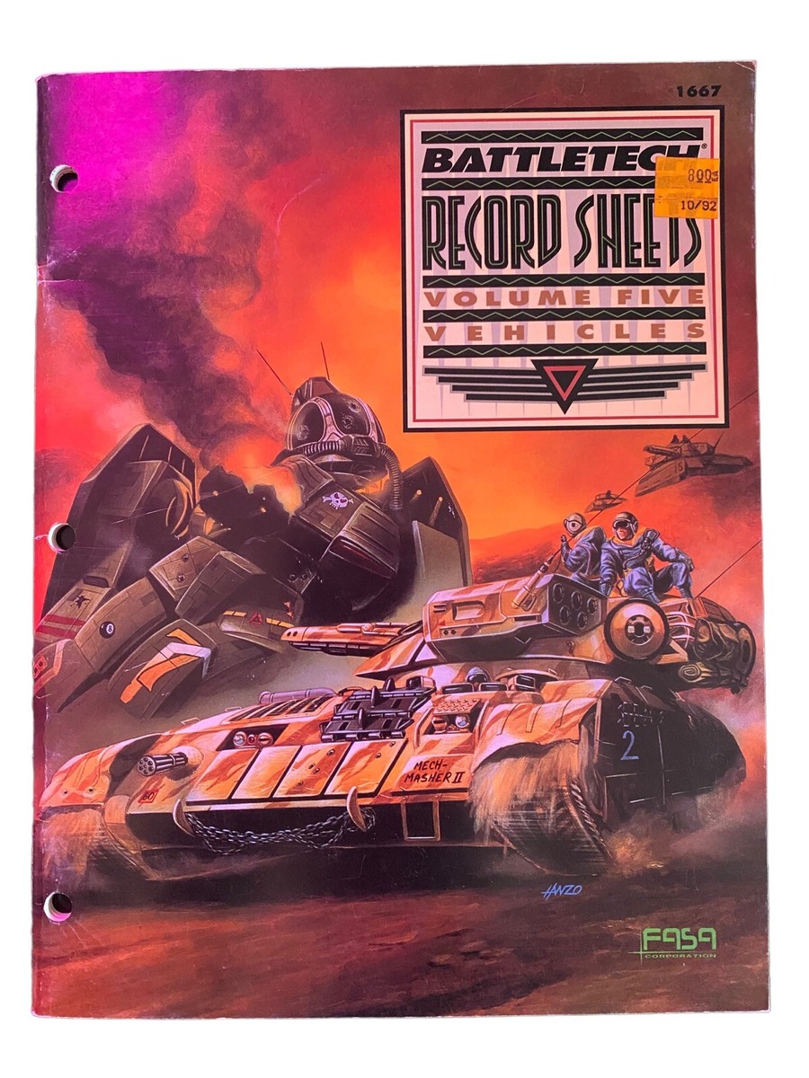 Livre Battletech - Record Sheets : Volume Five ~ Vehicles - Édition FASA - Occasion Correcte