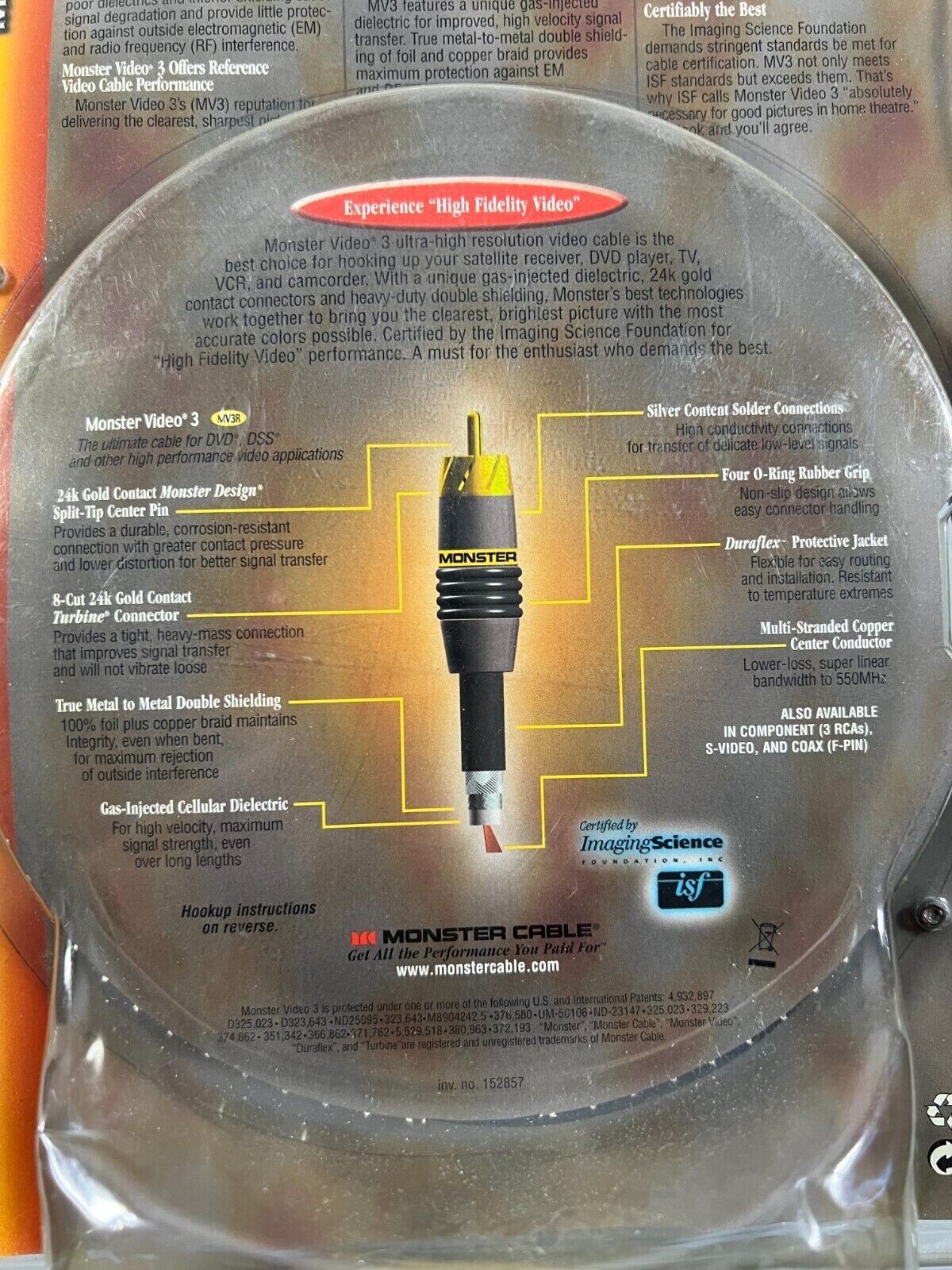 High Performance Connection Monster Cable Video 3 Interconnect RCA High Performance Connection MV3R ...