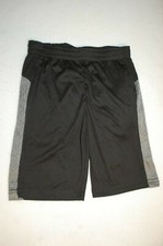 Boys Athletic Basketball Shorts BLACK w/ GRAY SIDES Two Side Pockets M 8-10