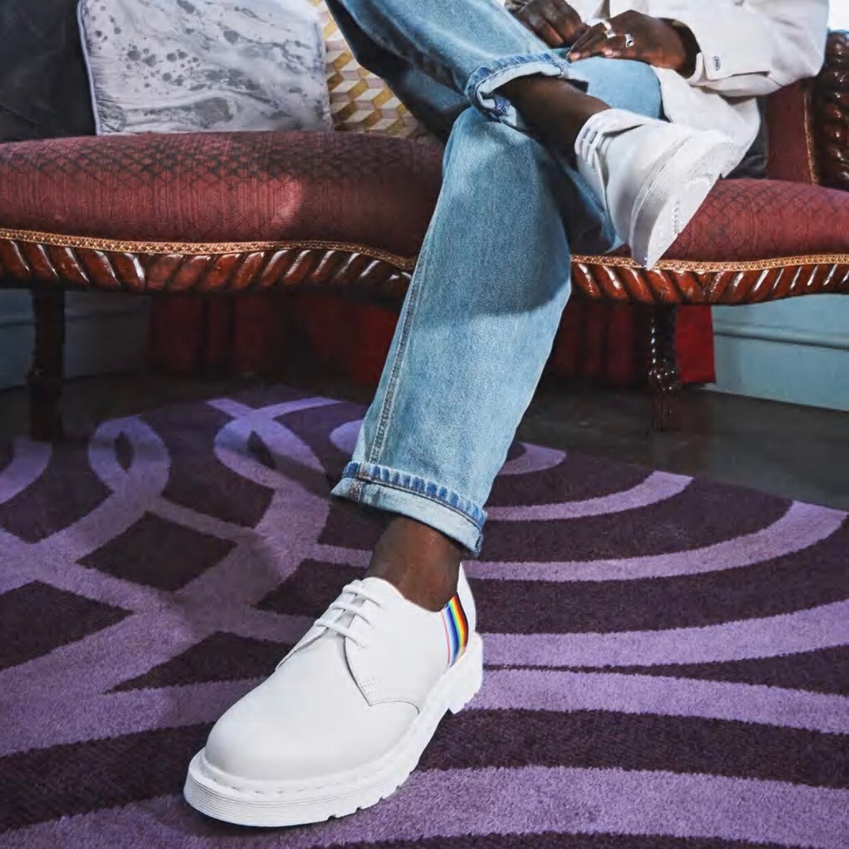 Dr Martens 1461 For Pride Oxford Smooth White Rainbow Shoes  display picture 1