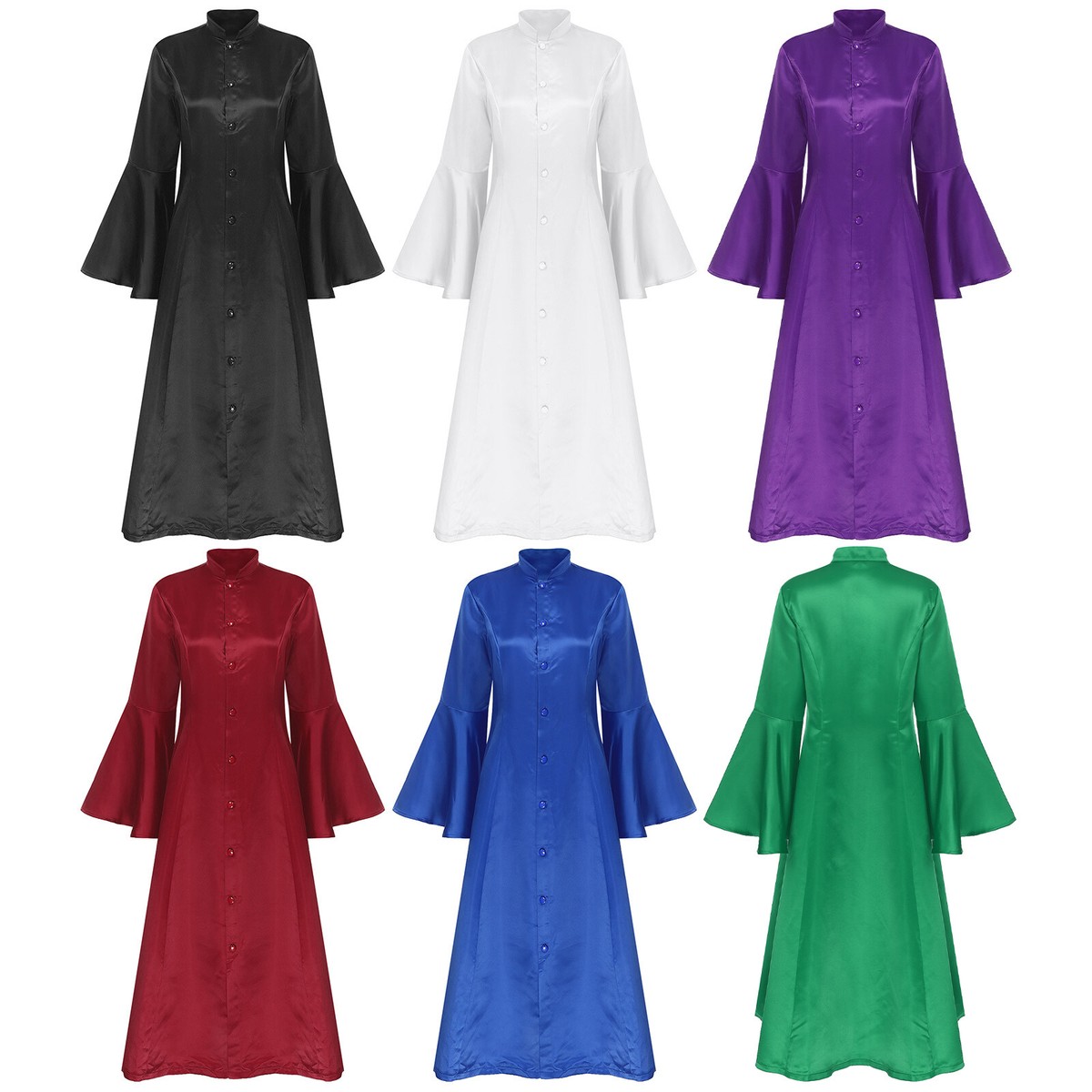 Women's Church Clergy Dress Flared Sleeve Maxi Dress Choir Robe Priest Robe Women's Church Clergy Dress Flared Sleeve Maxi Dress Choir Robe Priest Robe