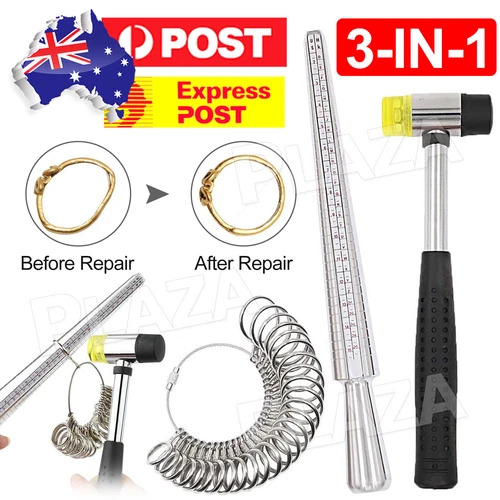 Silver Ring Sizer Size Gauge Tool Finger Measuring Stick Metal Ring Mandrel Set - Picture 1 of 9