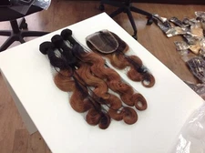 12A MONGOLIAN HAIR 1B/30 2TONE OMBRE 22+24+26&20 4X4 LACE CLOSURE BODY WAVE 350g