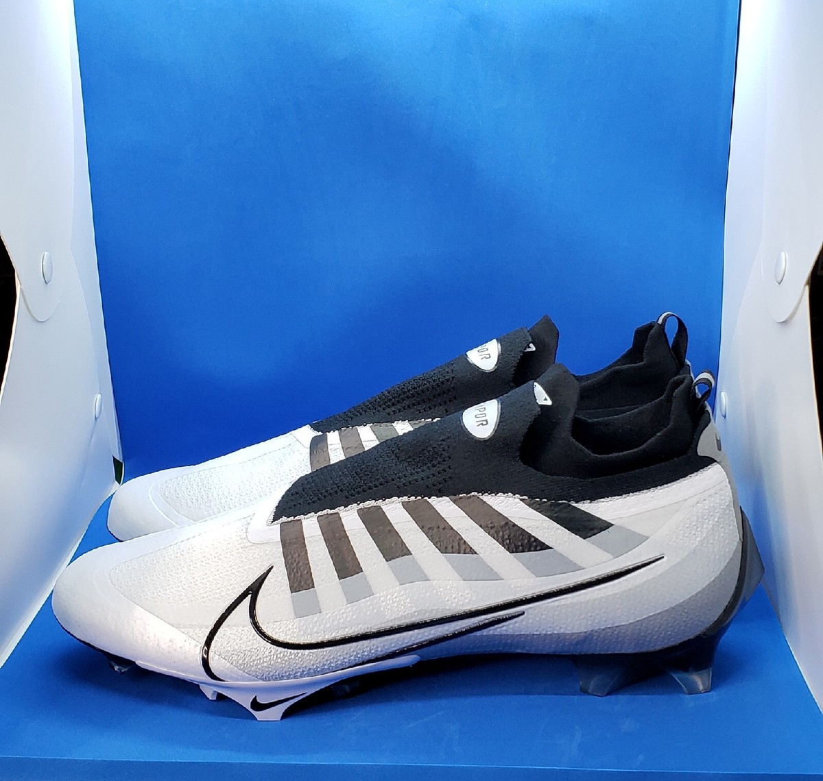 Nike Vapor Edge Elite 360 Flyknit White Black Football Cleats Mens 14 DQ3558-100 Nike Vapor Edge Elite 360 Football Shoes Cleats White Black  main image 3