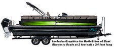 Modern Lime Green Black Waves Graphic Wrap Kit Decal Fishing Boat Vinyl Pontoon