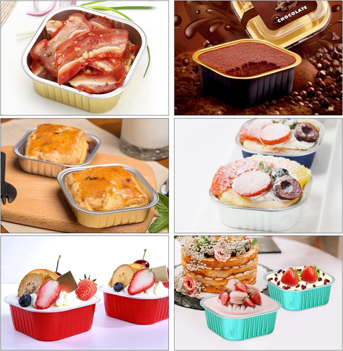 10Oz/80Pack Mini Cake Tins with Lids, 4”X4” Mini Foil Pans Disposable Brownie Ba - Picture 7 of 7
