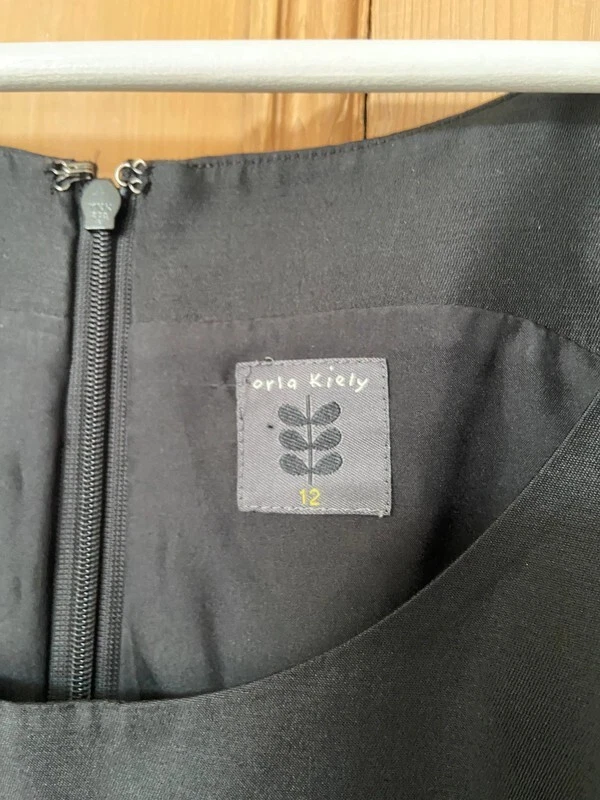 Vestido Orla Kiely Talla 12 Sin Mangas Seda Estampado Floral Retro Foto 2 de 4