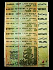 10 pcs x Zimbabwe 20 Billion Dollar banknotes paper money currency-2008/AA or AB