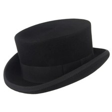 Gentleman 100 Wool Felt High Quality Black Top Hat With Satin Lining