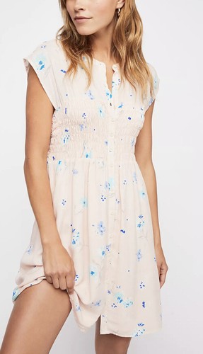 Small Smocked Blush Pink Floral Button 