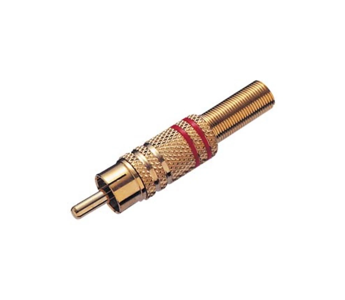 Spina Connettore RCA Dorata Rif. NERO Con Protezione Del Cavo 6mm