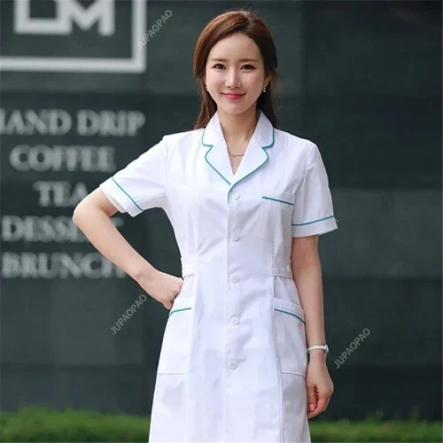 Women's Lab Coat Fashion Medical Uniforms Long Jacket with Side Belts Workwear - Изображение 4 из 4