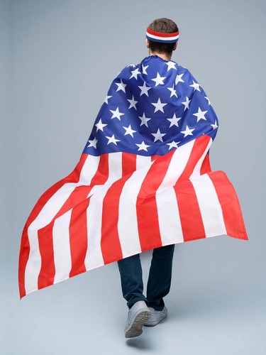 4th of July American Flag Costume Cape Retro USA Sunglasses and Flag Headband - Picture 6 of 6