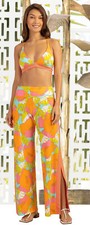 Trina Turk Playa De Flor Neon Floral Cover Up Lounge Beach Pants