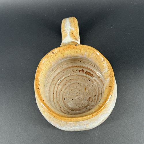 Taza de té café terracota cerámica artística de estudio hecha a mano esmalte por goteo - Imagen 5 de 9