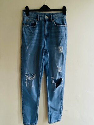 Primark Distressed Blue Denim Jeans Size Skinny 28” Leg UK