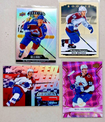 BEN MEYERS ROOKIE LOT 4 ASSORTED INSERT 22-23 CREDENTIALS PARKHURST, ALLURE, ICE