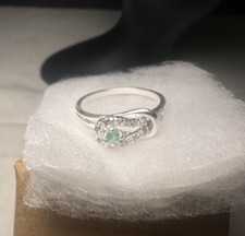 Solid 925 Silver Authentic Colombian Emerald Gemstone Handmade Ring Women Sz 8.5