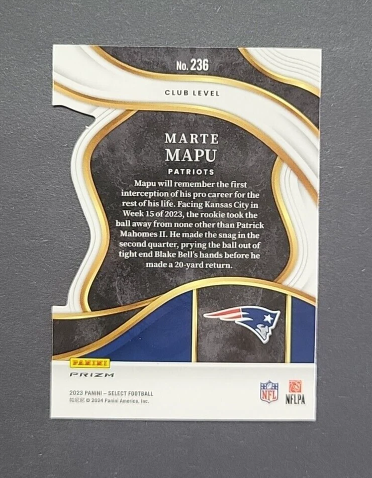 Marte Mapu - 2023 Panini Select Club Level Die-Cut - Red &Yellow Prizm - RC #236 - Image 2 of 2