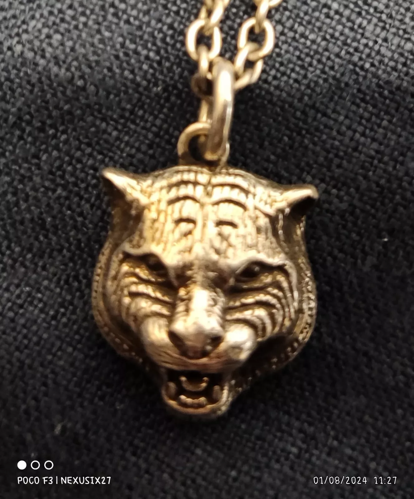 Pendentif tête de chat GUCCI collier chaîne argent accessoires de mode hommes