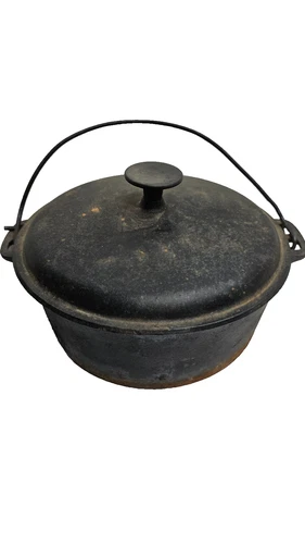 Wagner Ware Griswold 5 Qt Dutch Oven 10" Cast Iron Camp Pot Bail Handle Vtg USA