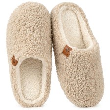 EverFoams Womens Fuzzy Slip-on Slippers Soft Comfy Memory Foam Indoor House S...