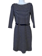 Lauren Ralph Lauren T Shirt Dress Navy White Striped Size Med Nautical Preppy