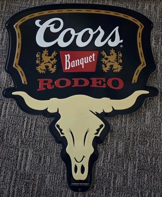 Coors Banquet Beer Rodeo Bull Head Tin Sign 18''x 22'' NEW 