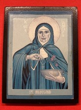 SAINT HILDEGARD OF BINGEN IKON : VINTAGE FRIDGE / CAR MAGNET / (2 x 1 3/4" )
