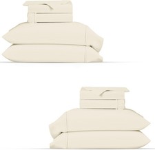 TEXAS LINEN CO. 2-Pack 100 Organic Cotton Twin Sheets Set 2-Pack, Ivory