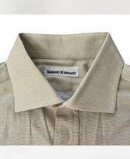 Mariano Rubinacci Italian Luxury Handmade Cream Beige Button Down Dress Shirt