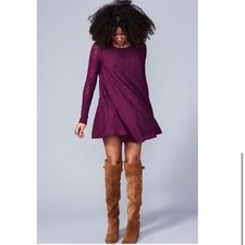 Show Me Your Mumu Tyler Tunic maroon wine purple lace overlay dress size Medium